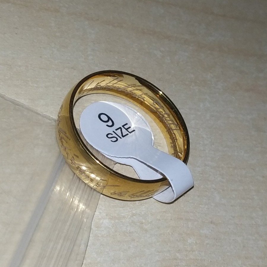 Ring LotR "The One Ring" rostfritt stål guld mått 9 (US)/587 mm circ