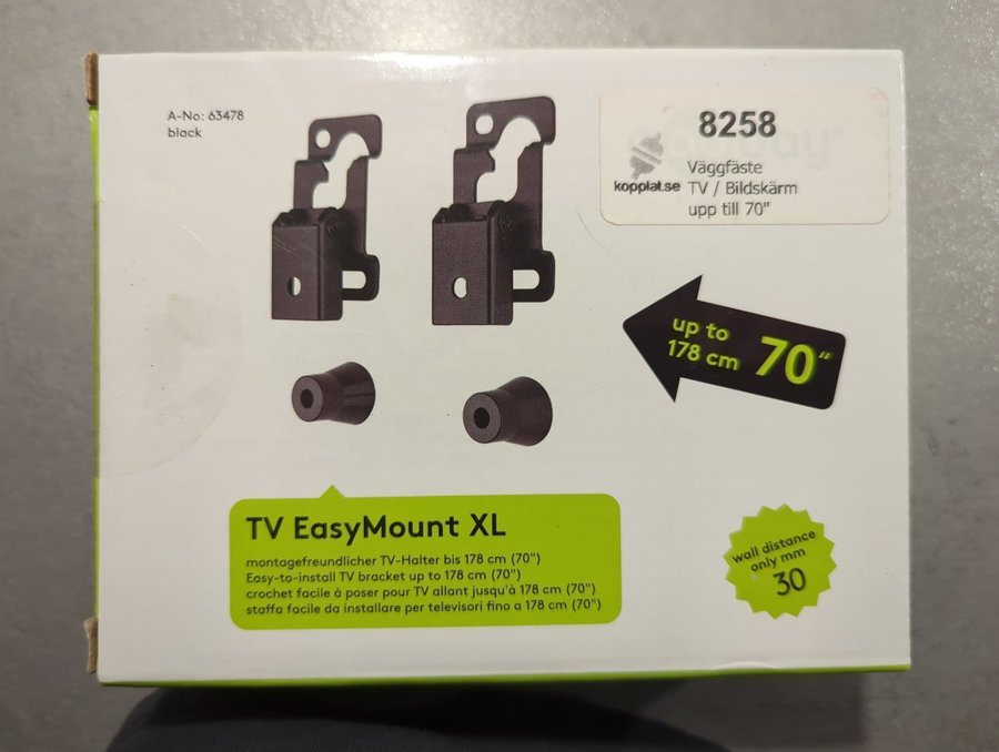 Goobay TV-väggfäste EasyMount XL Universal upptill 50kg TV, ny i oöppnad box