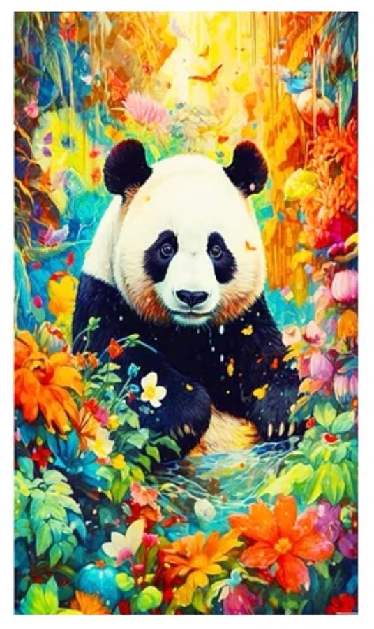 Finaste Panda i blommor / Diamond Painting