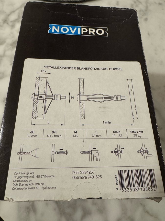 Novipro Metallexpander 6D M6x72/32