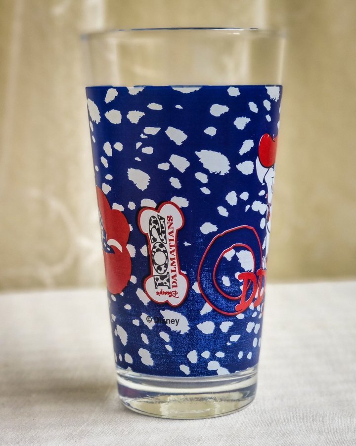 RARE Vintage Y2K 102 Dalmatians Drinking Glass | Retro 2000s Red Blue 101 Disney