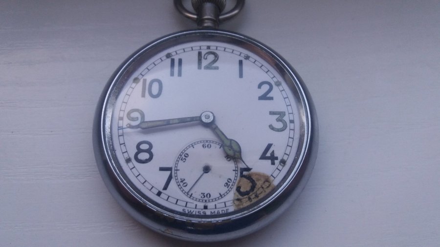 Military pocket watch GSTP Switzerland for Great Britain ~1940s