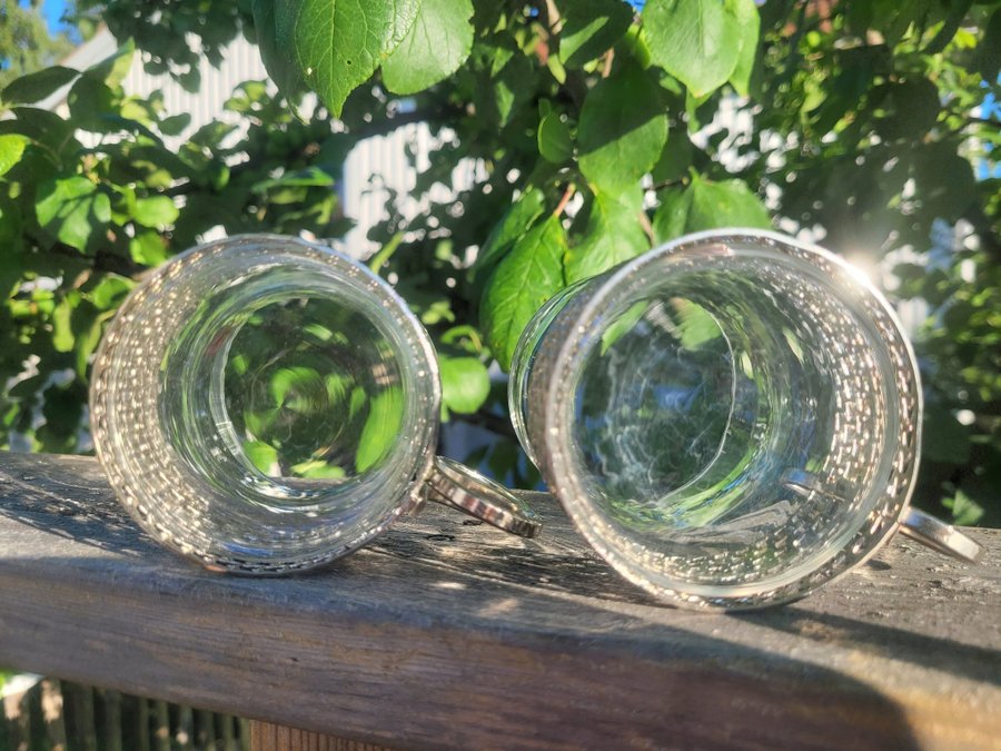 2 Vintage glas med hållare / Littala / Timo Sarpaneva / Tsaikka / glögg glas