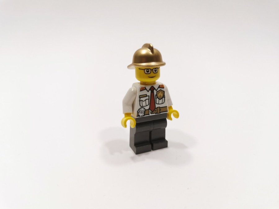 Lego - minifigur - city - brandman - vit