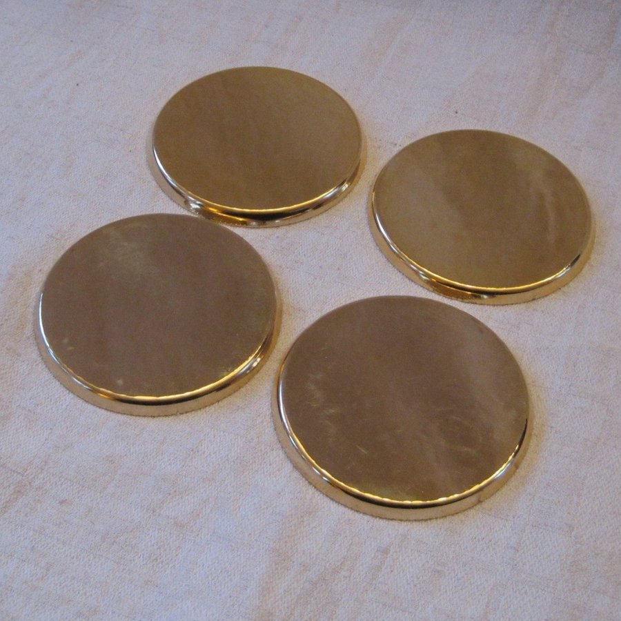 SCANDIA GULD COASTERS 4 st glasunderlägg guldpläterade 24 karat ** Retro