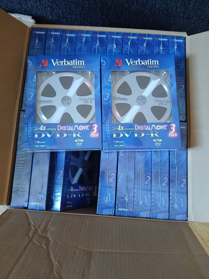 Verbatim DVD-R 4x 1-47 GB ligger i 3pack inplastade 120st skivor totalt