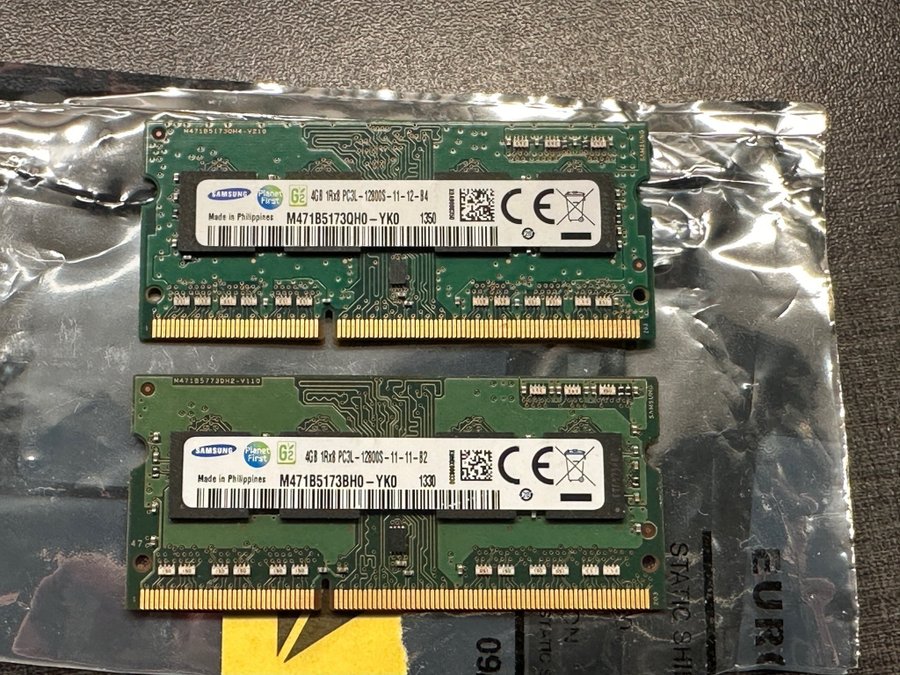 Ramminne Samsung 8GB (2x4gb) DDR3 1600Mhz PC3L-12800s SODIMM till bärbar