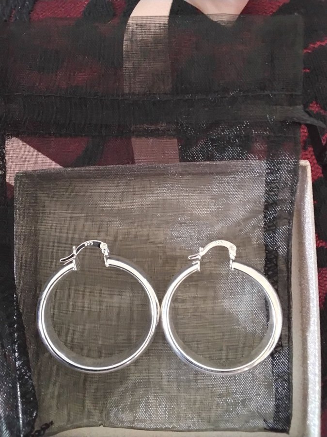 Breda silverörhängen creol, silver sterling 925, hoops pläterade med 925