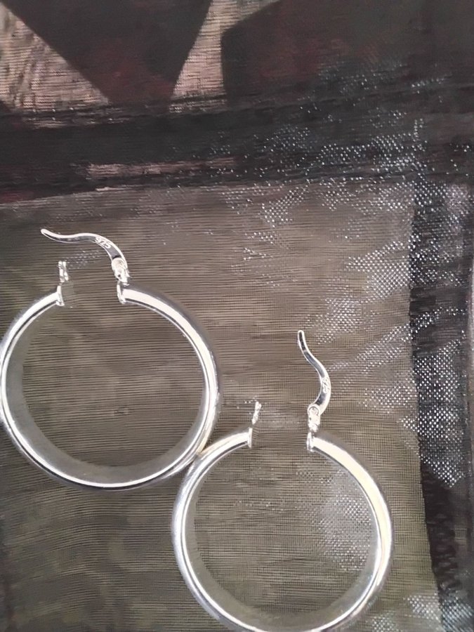 Breda silverörhängen creol, silver sterling 925, hoops pläterade med 925