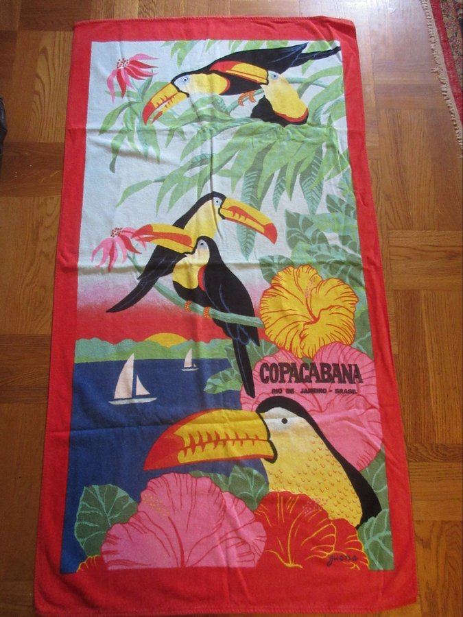 STOR BAD/STRAND HANDDUK FRÅN BRASILIEN 150 CM X 70 CMLÄCKRA FÅGLAR COPACABANA