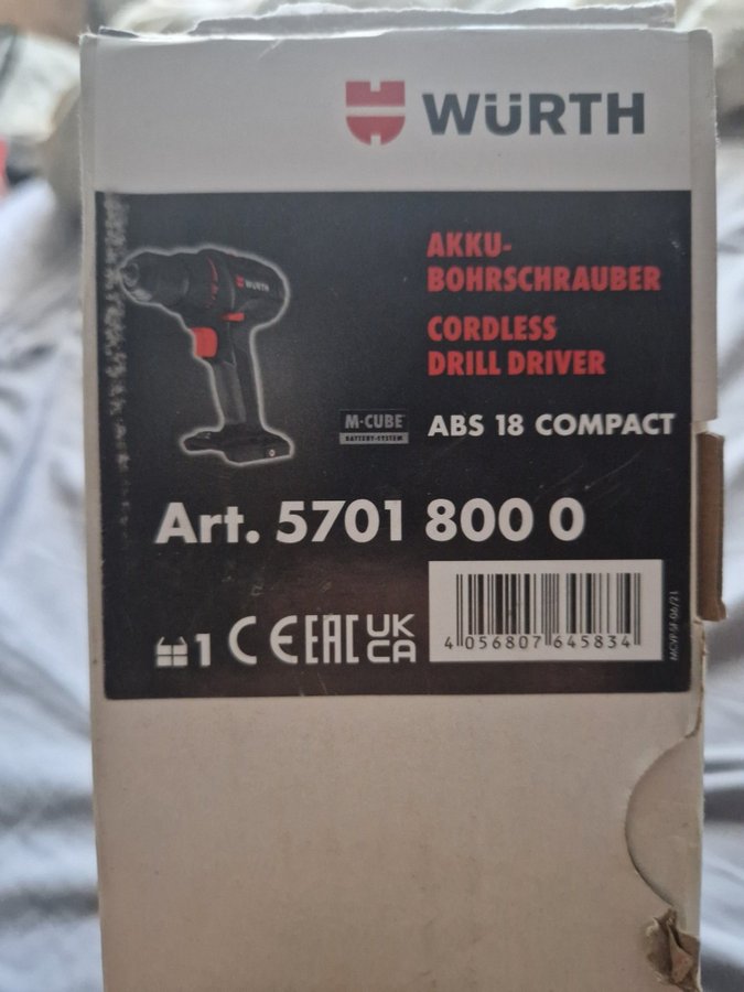 WÜRTH Akku-Bohrschrauber Cordless Drill Driver ABS 18 Compact Art 5701 800 0