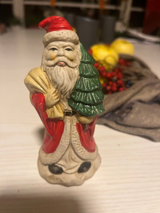 Retro Jultomte i keramik med julgran