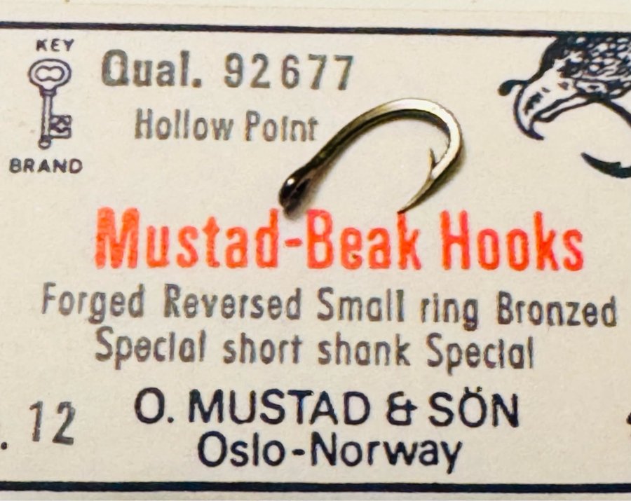 OBS ny fantastisk krok ! MUSTAD nr12. Qual 92677. 100st special krokar i sin ask