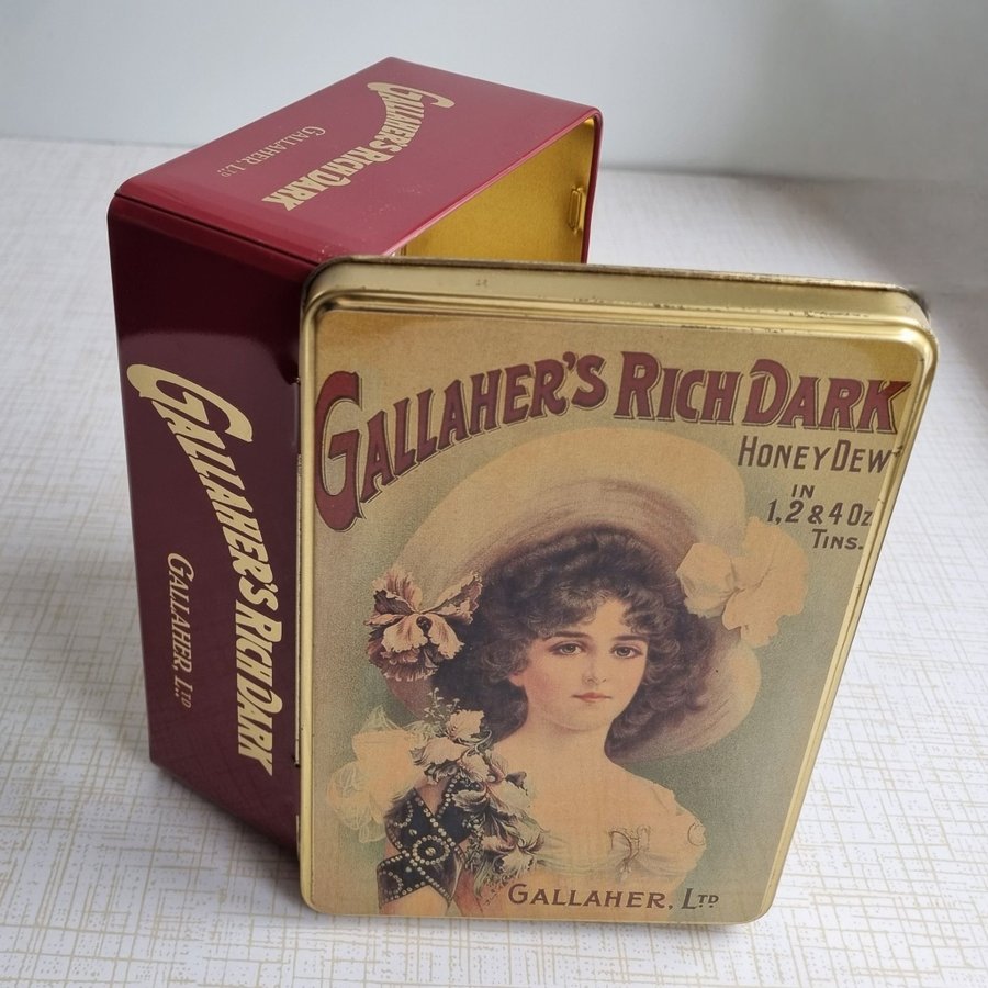 Gallaher's Rich Dark Honeydew Tins Retrostil Plåtburk Piptobak burk kvinna tobak