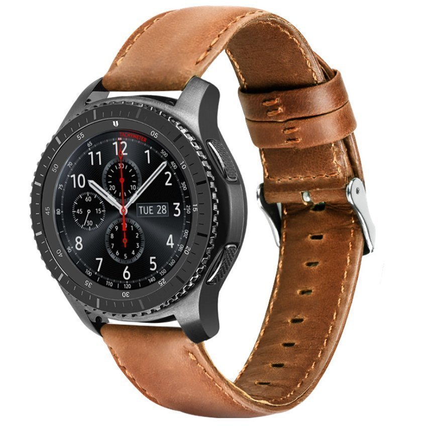 Äkta läderrem lämplig för Samsung gearS2 S3 Huawei GT/GT2 brown 22mm