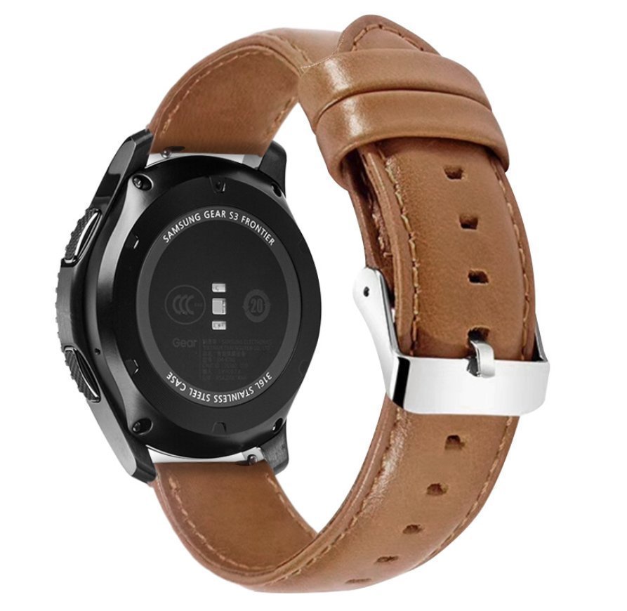 Äkta läderrem lämplig för Samsung gearS2 S3 Huawei GT/GT2 brown 22mm