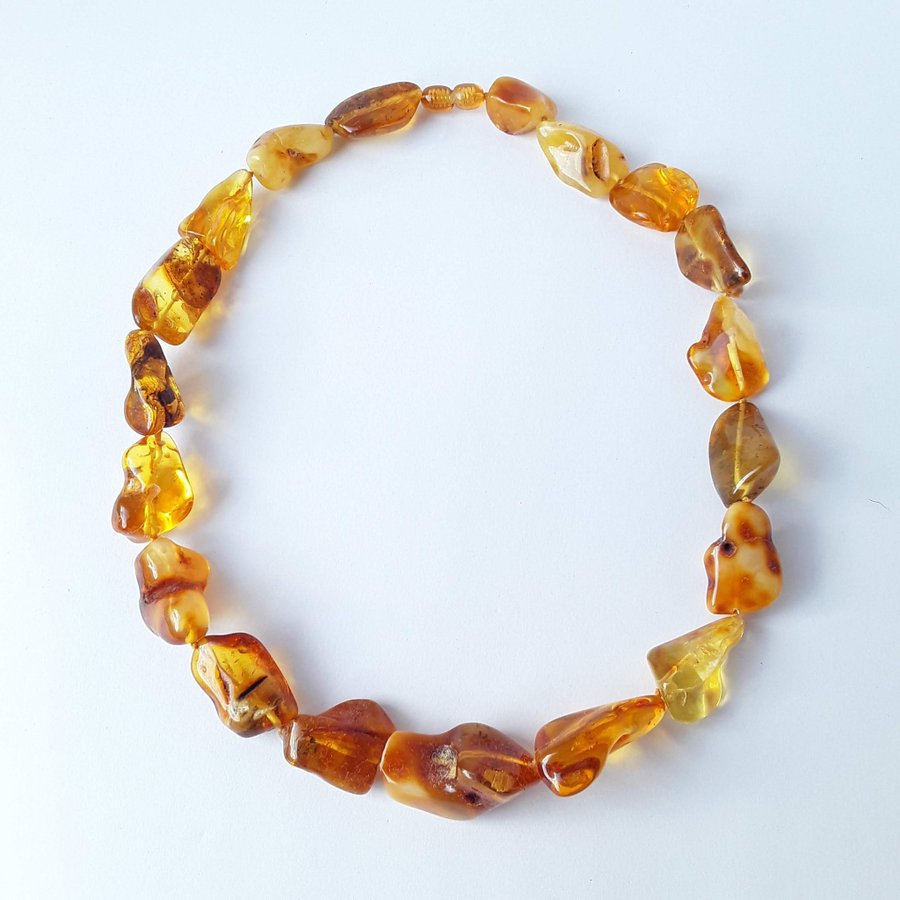 Baltic amber bead necklace, Yellow chunky gemstone amber classic necklace women