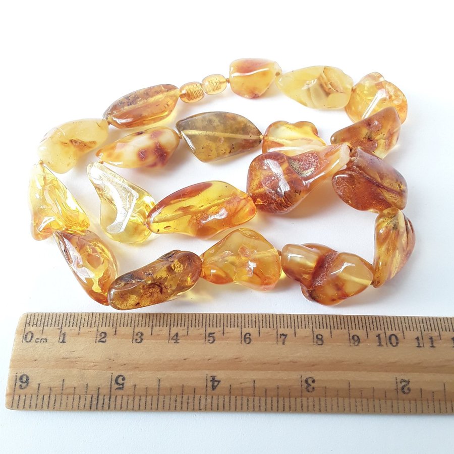 Baltic amber bead necklace, Yellow chunky gemstone amber classic necklace women