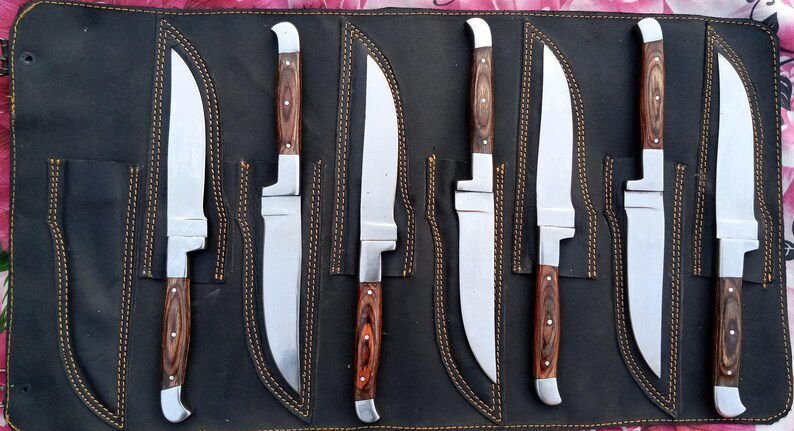 Lots of 8 D2 steel mirror shine Polish steak knives set Kitchen Kinfe set