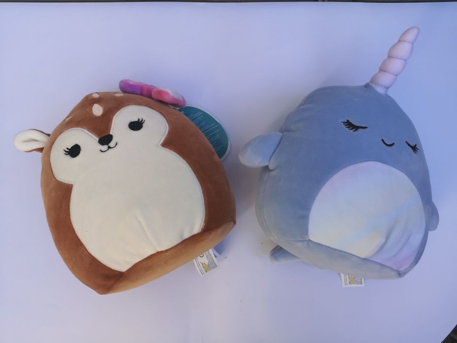 2 st Squishmallows - Fawn  Narwhal