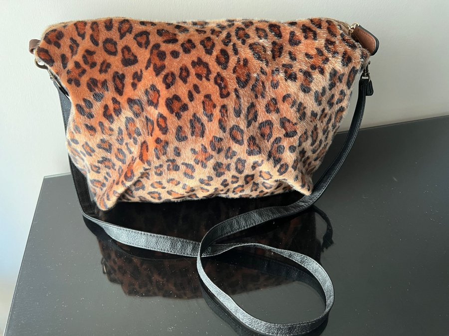 trendig leopard väska handväska tote bag messenger