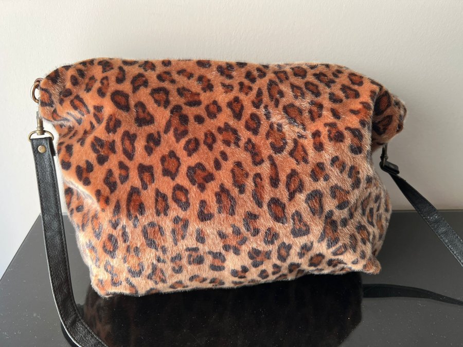 trendig leopard väska handväska tote bag messenger