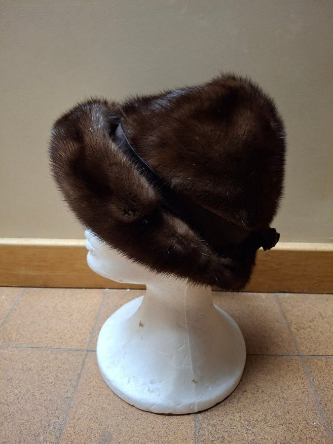 Vintage Mode Cavalieri Roma Italy brun äkta minkpäls mink päls mössa hatt