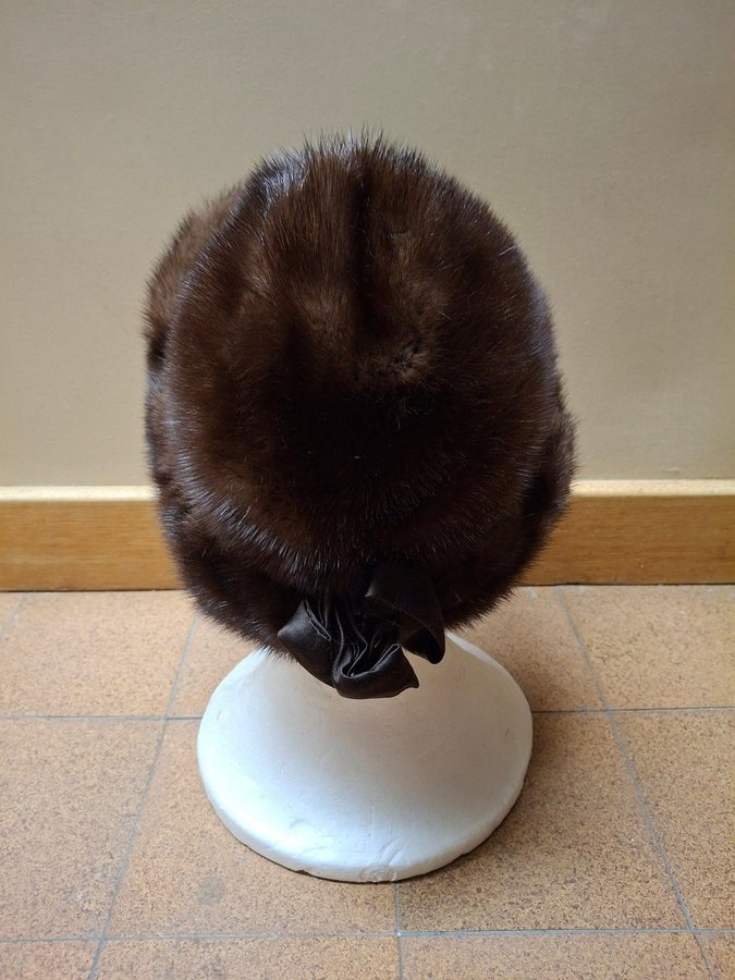 Vintage Mode Cavalieri Roma Italy brun äkta minkpäls mink päls mössa hatt