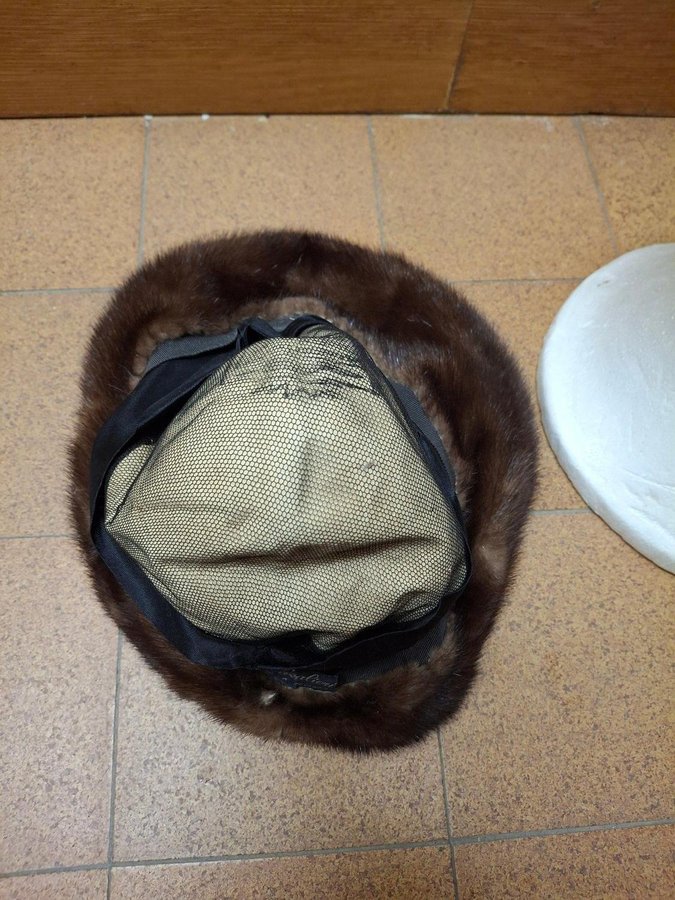 Vintage Mode Cavalieri Roma Italy brun äkta minkpäls mink päls mössa hatt