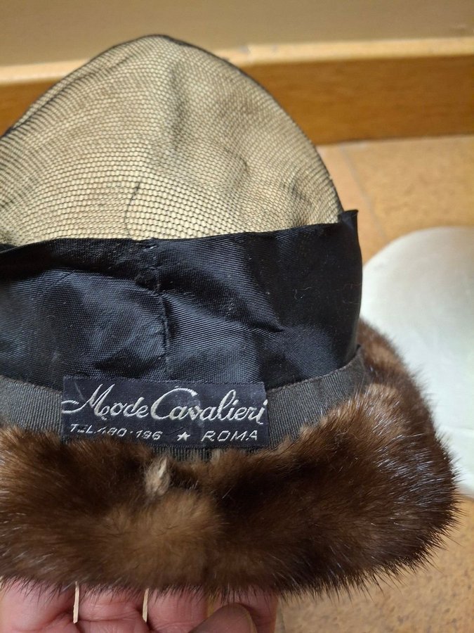 Vintage Mode Cavalieri Roma Italy brun äkta minkpäls mink päls mössa hatt