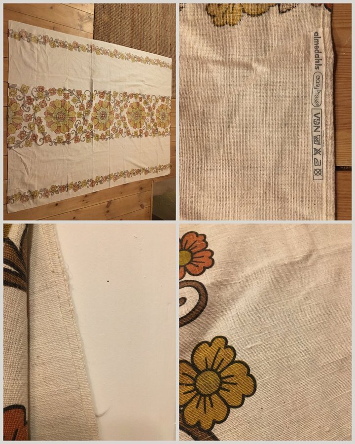 Vintage retro 60-tals 70-tals blommönster psykedeliskt tyg duka duk Almedahls