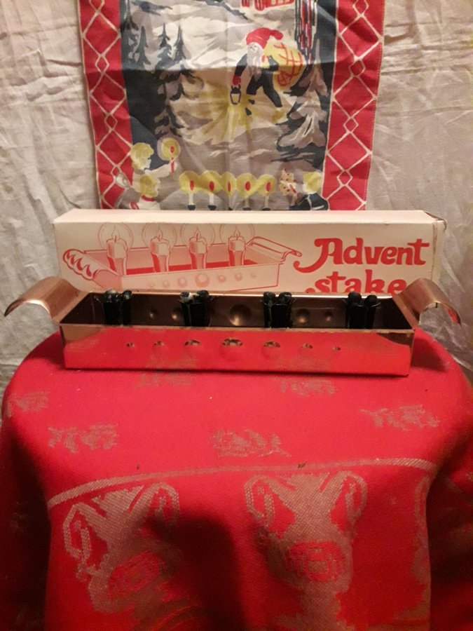 Advent ljusstake tidigt 60-tal med sin Original kartong kvar