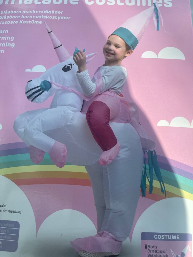 Ny uppblåsbar unicorn enhörning kostym maskerad dräkt Inflatable costume