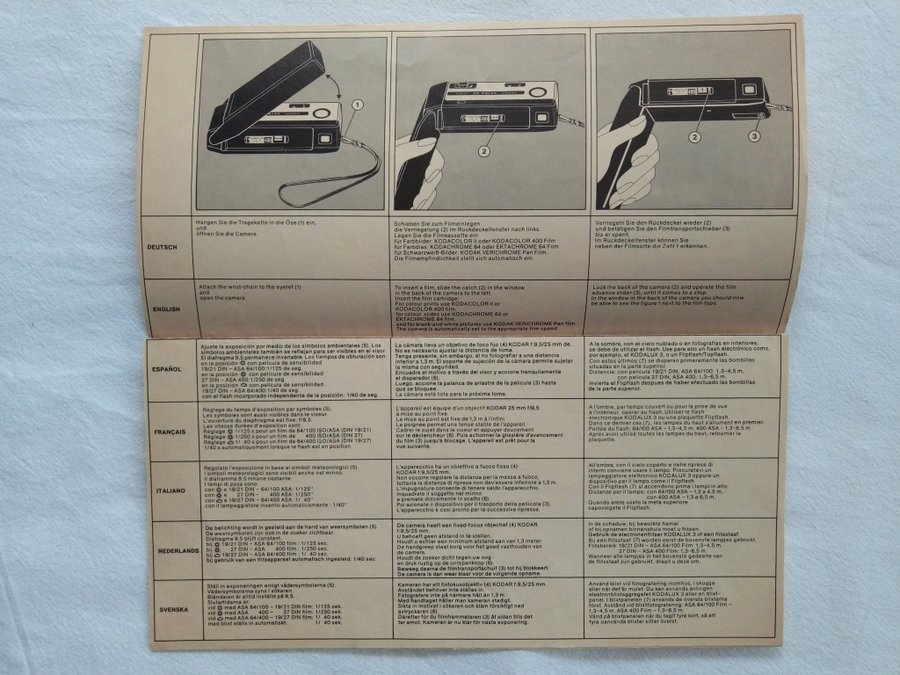 Bruksanvisning Kodak Ektra 22 Kamera Camera Instruction 1979 instruktionsbok