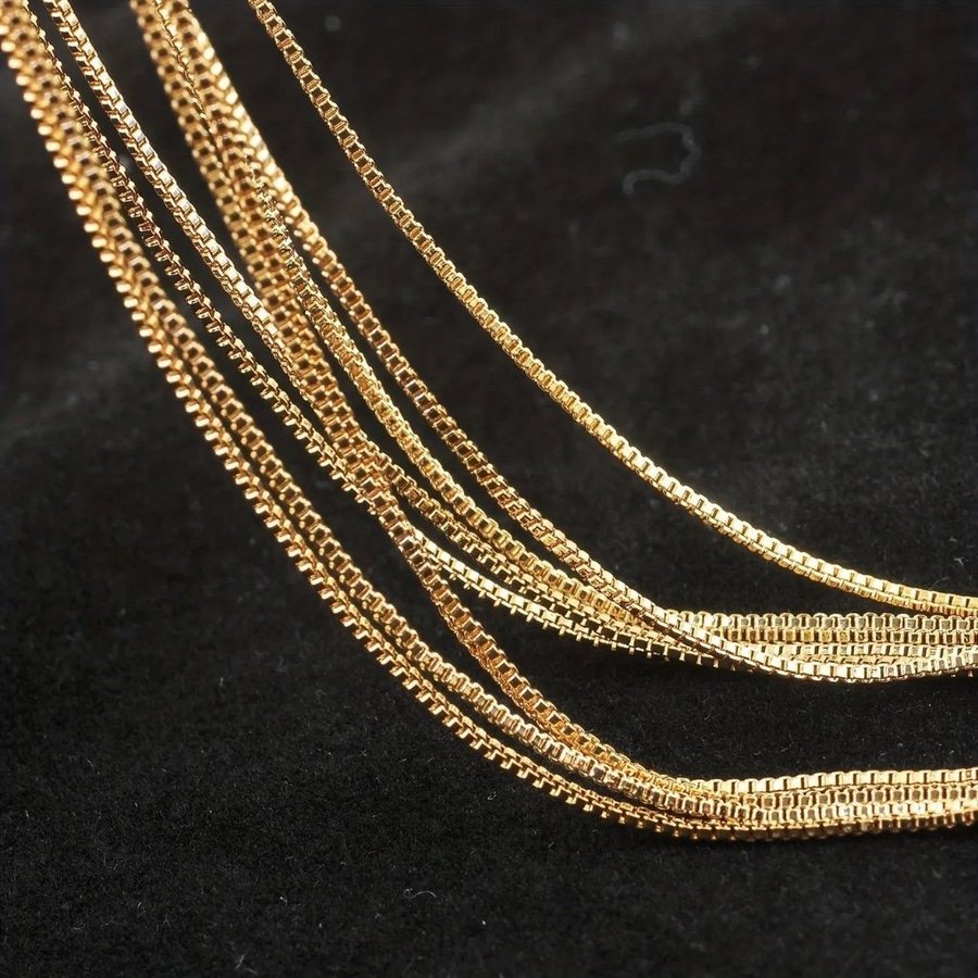 Minimalistiskt Guld Halsband 45cm STÄMPLAT 18K Guldpläterad Venetiansk Kedja