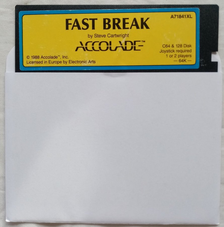 Fast Break (Accolade) - Lös Disk ->TESTAD<- Commodore 64 / C64