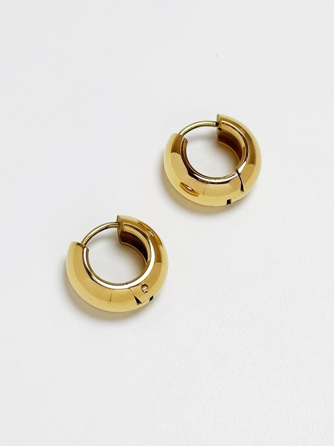 Chunky hoops i stål med 18k guld