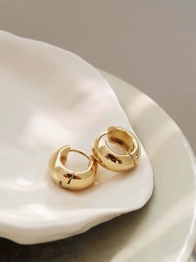 Chunky hoops i stål med 18k guld