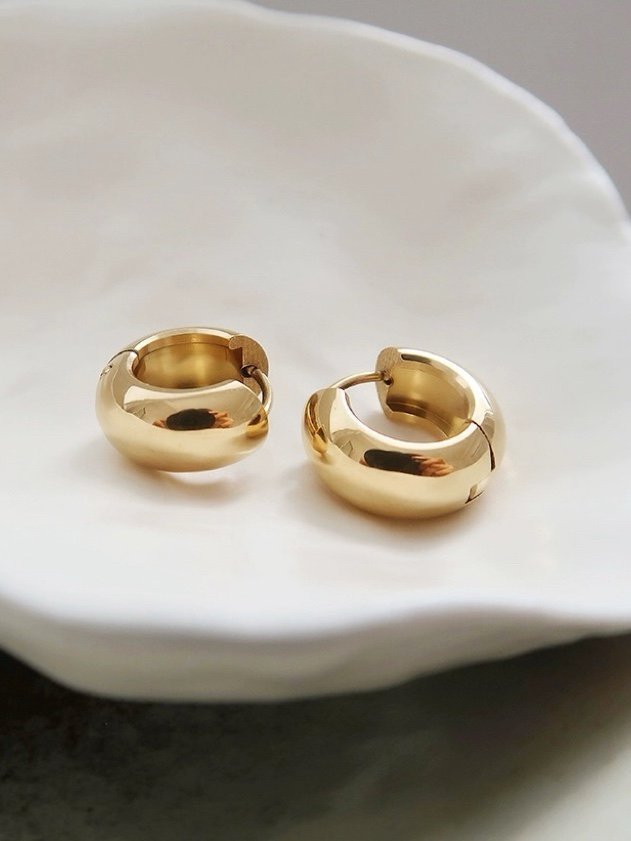 Chunky hoops i stål med 18k guld