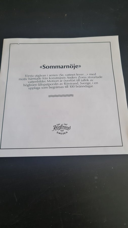 Sommarnöje Porslins Tallrik Rörstrand 5192A