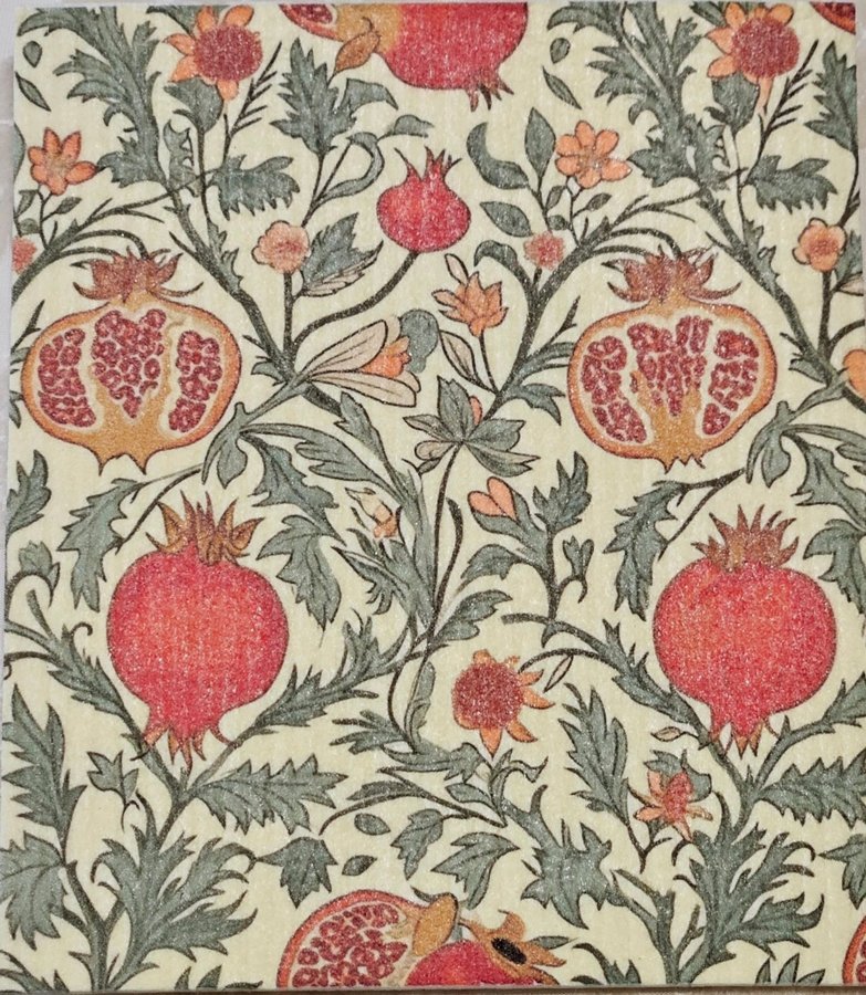 Disktrasa wettex duk med tryck William Morris inspererat granatäpple