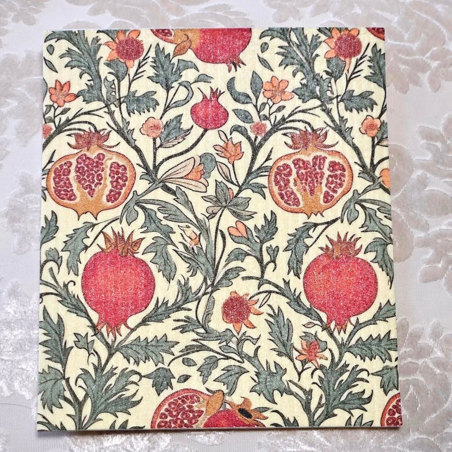 Disktrasa wettex duk med tryck William Morris inspererat granatäpple