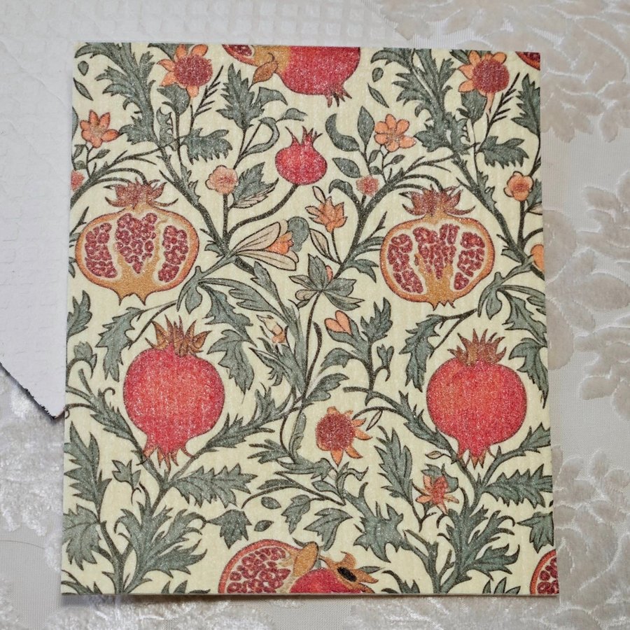 Disktrasa wettex duk med tryck William Morris inspererat granatäpple