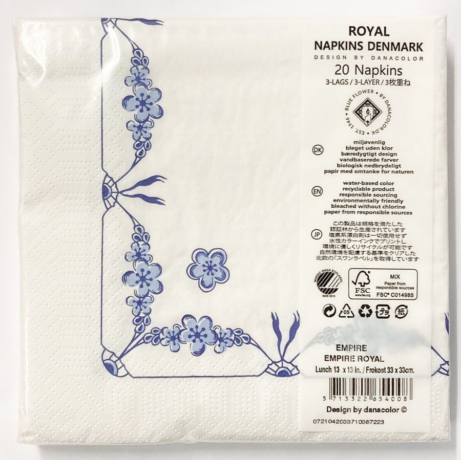 12 packs of EMPIRE Lunch napkins 33cm 3ply Royal Copenhagen