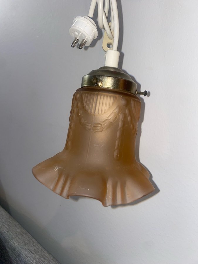 Vacker äldre frostigt fönsterlampa, jugendstil, jugend lampa