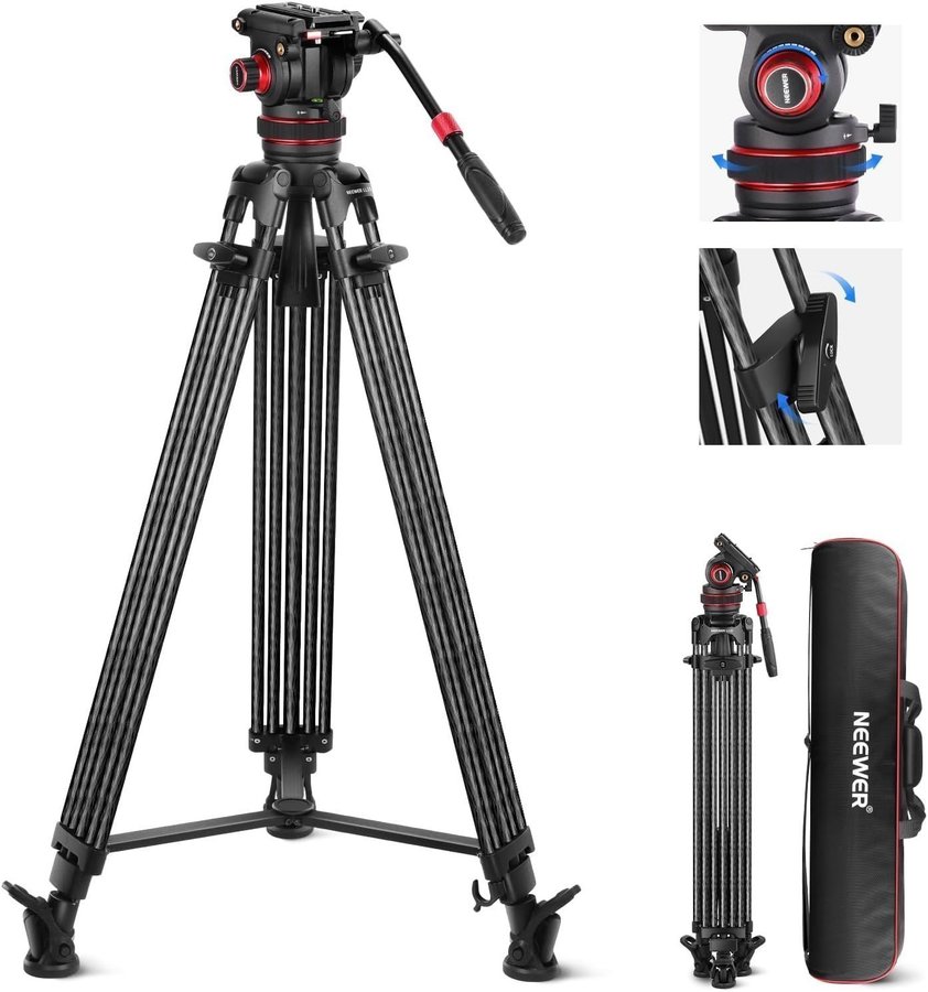 HELT NY  OANVÄND - Kolfiber Kamerastativ / Stativ / Tripod DSLR Kamera  Video