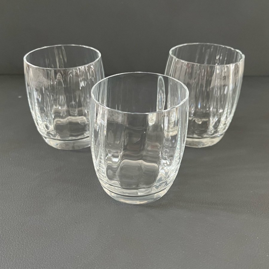 3 st Orrefors Optica Symphony Whiskey glas tumbler design Gunnar Cyren, Sverige