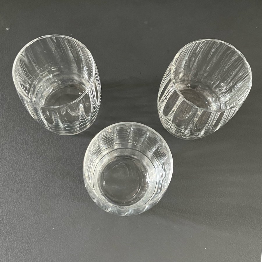 3 st Orrefors Optica Symphony Whiskey glas tumbler design Gunnar Cyren, Sverige