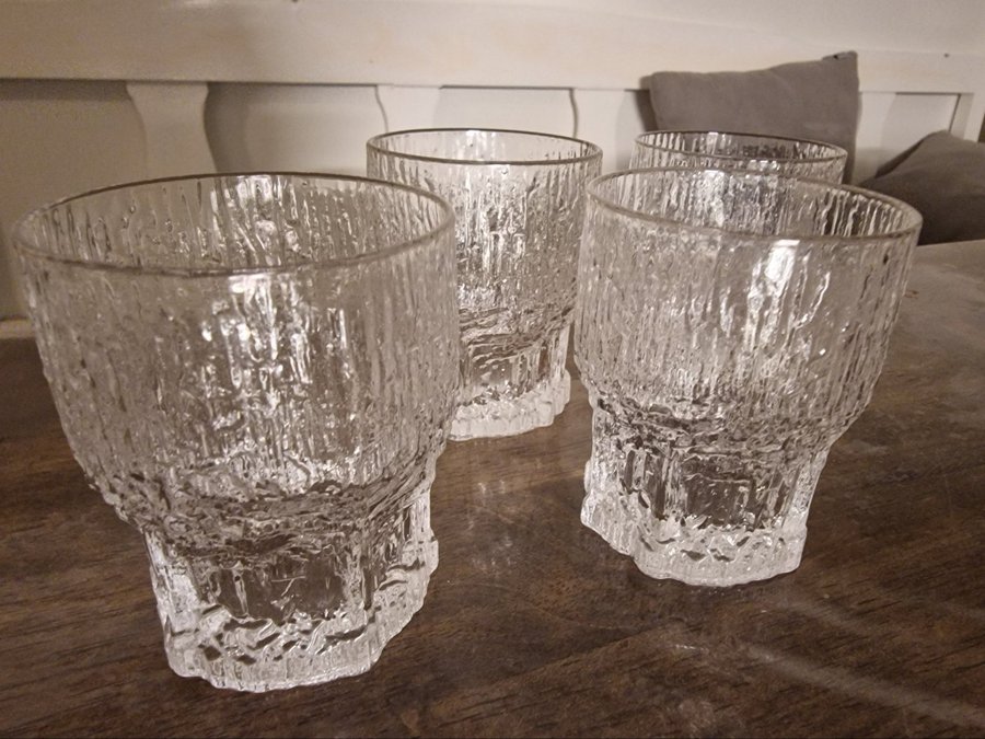 GLAS Iittala Aslak Whiskyglas 4st Formgivare Tapio Wirkkala 1970-88 H:65cm