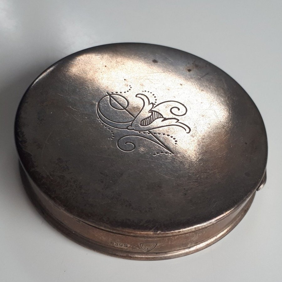 Old 830 S Silver Box 46g. Sølv Dåse. Antik Silverburk